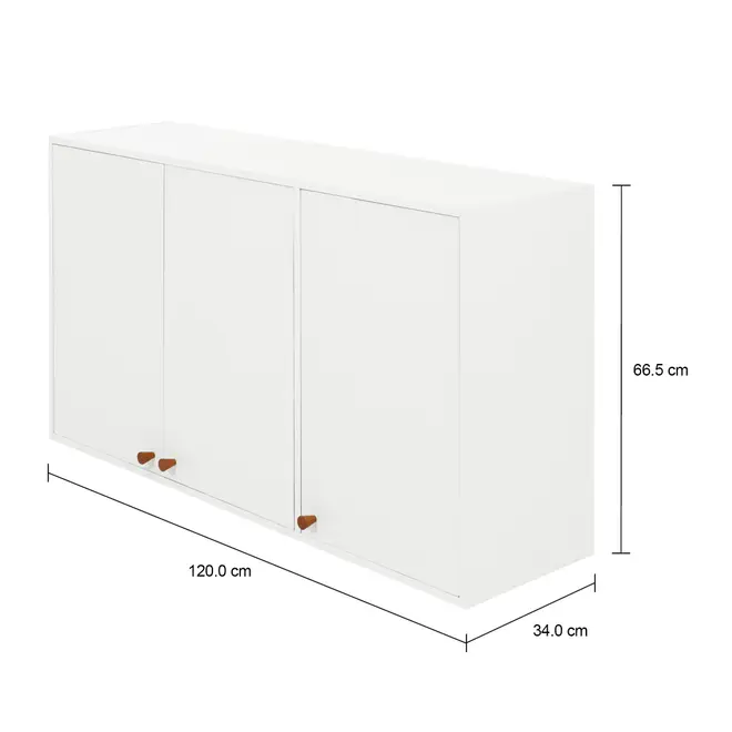 ARMÁRIO DE COZINHA AÉREO 1,20 M 3 PORTAS LIN - BRANCO/NOZES - Foto 10