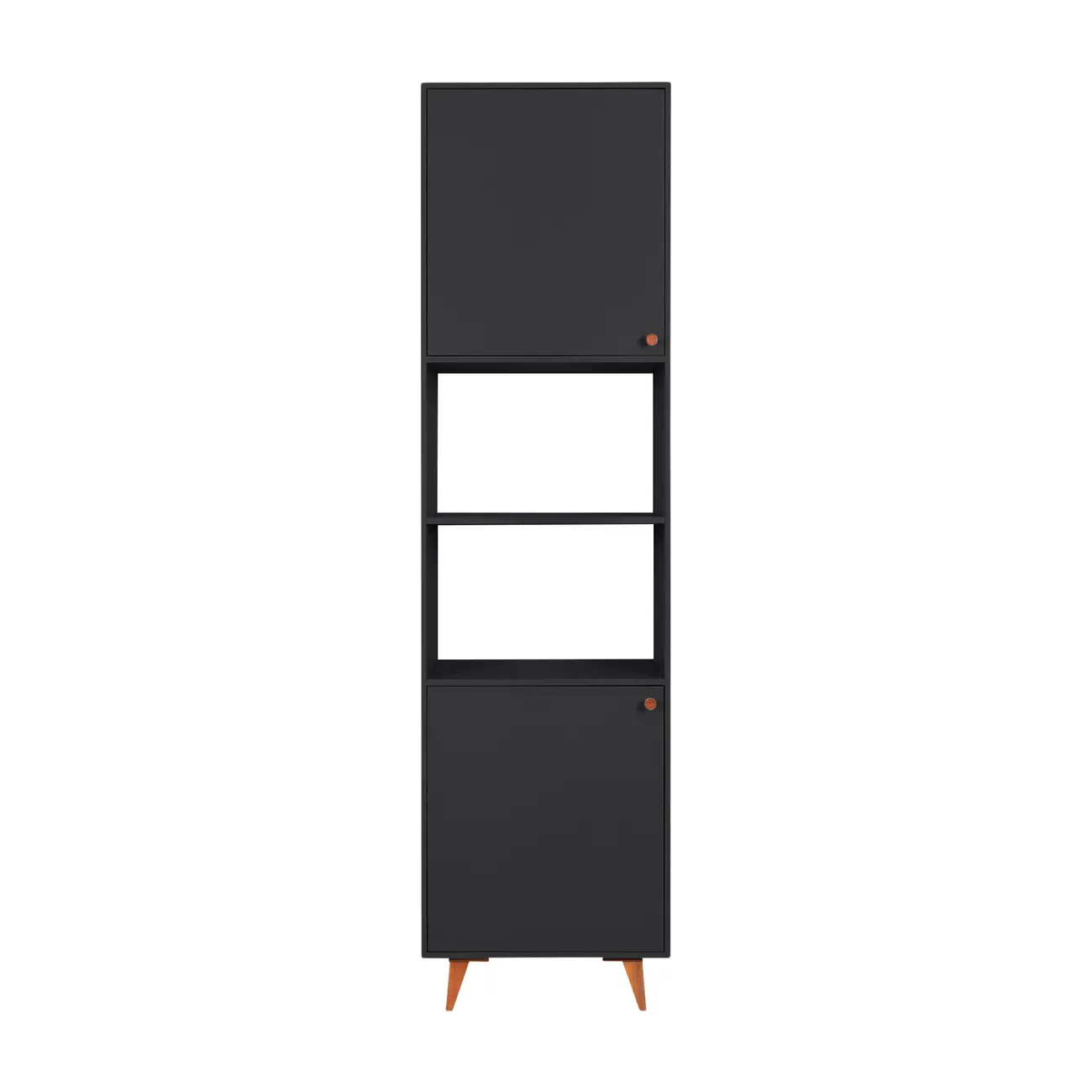 PANELEIRO 2 PORTAS 60 CM X 2,21 M LIN - PRETO/NOZES - Foto 1