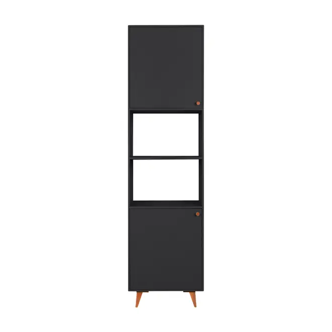 PANELEIRO 2 PORTAS 60 CM X 2,21 M LIN - PRETO/NOZES - Foto 1