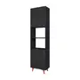 PANELEIRO 2 PORTAS 60 CM X 2,21 M LIN - PRETO/NOZES - Foto 2