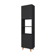 PANELEIRO 2 PORTAS 60 CM X 2,21 M LIN - PRETO/NOZES - Foto 2