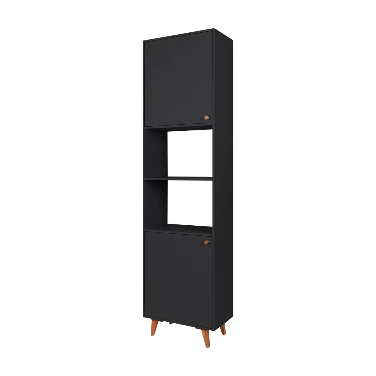 PANELEIRO 2 PORTAS 60 CM X 2,21 M LIN - PRETO/NOZES - Foto 2
