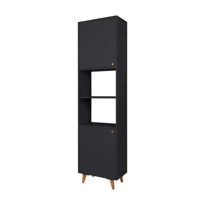 PANELEIRO 2 PORTAS 60 CM X 2,21 M LIN - PRETO/NOZES - Foto 2