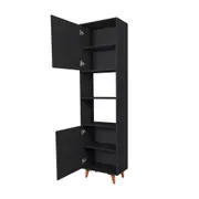 PANELEIRO 2 PORTAS 60 CM X 2,21 M LIN - PRETO/NOZES - Foto 3