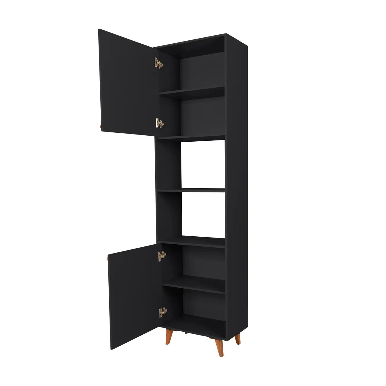 PANELEIRO 2 PORTAS 60 CM X 2,21 M LIN - PRETO/NOZES - Foto 3