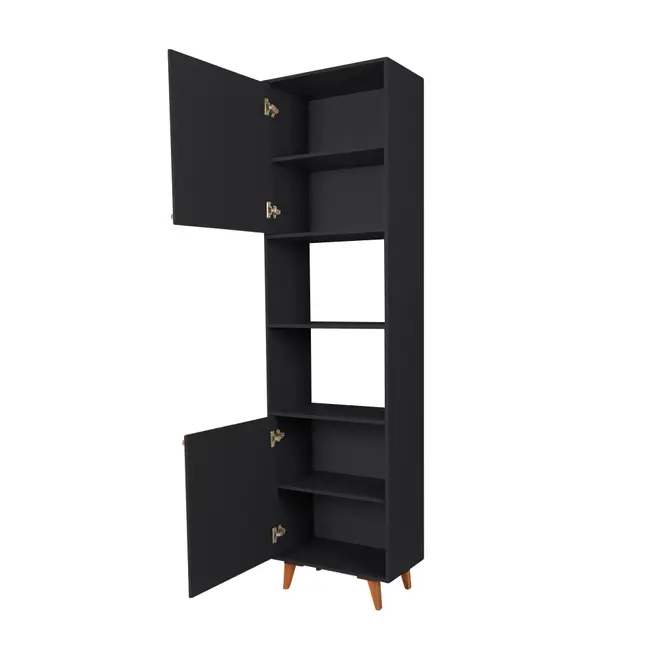 PANELEIRO 2 PORTAS 60 CM X 2,21 M LIN - PRETO/NOZES - Foto 3