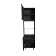 PANELEIRO 2 PORTAS 60 CM X 2,21 M LIN - PRETO/NOZES - Foto 4