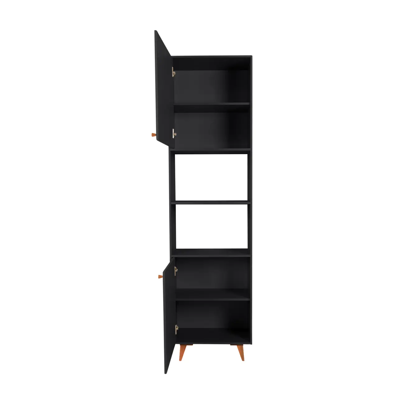 PANELEIRO 2 PORTAS 60 CM X 2,21 M LIN - PRETO/NOZES - Foto 4