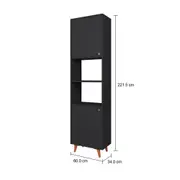 PANELEIRO 2 PORTAS 60 CM X 2,21 M LIN - PRETO/NOZES - Foto 11