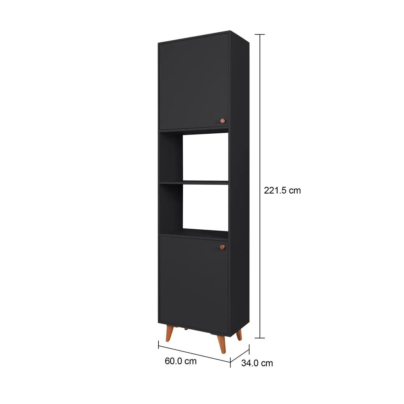 PANELEIRO 2 PORTAS 60 CM X 2,21 M LIN - PRETO/NOZES - Foto 11