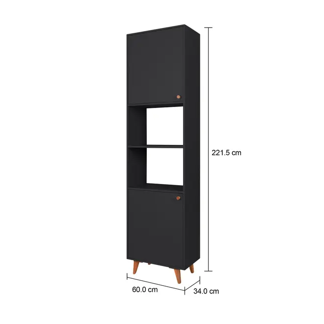 PANELEIRO 2 PORTAS 60 CM X 2,21 M LIN - PRETO/NOZES - Foto 11