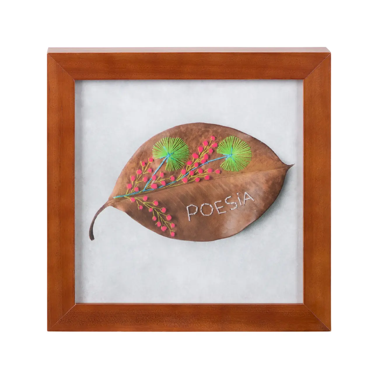QUADRO 20 CM X 20 CM FOLHA POESIA - NOZES/MULTICOR - Foto 1