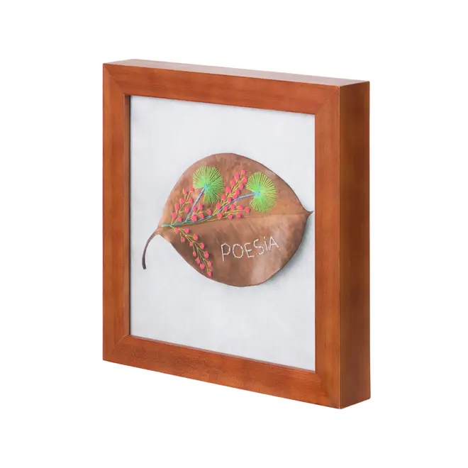QUADRO 20 CM X 20 CM FOLHA POESIA - NOZES/MULTICOR - Foto 2