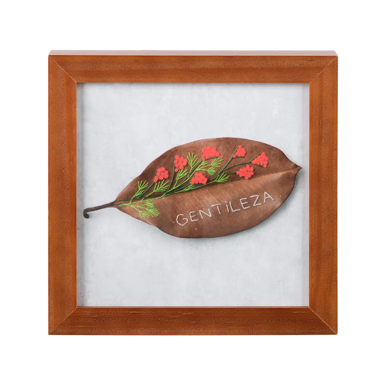 QUADRO 20 CM X 20 CM FOLHA GENTILEZA - NOZES/MULTICOR - Foto 1