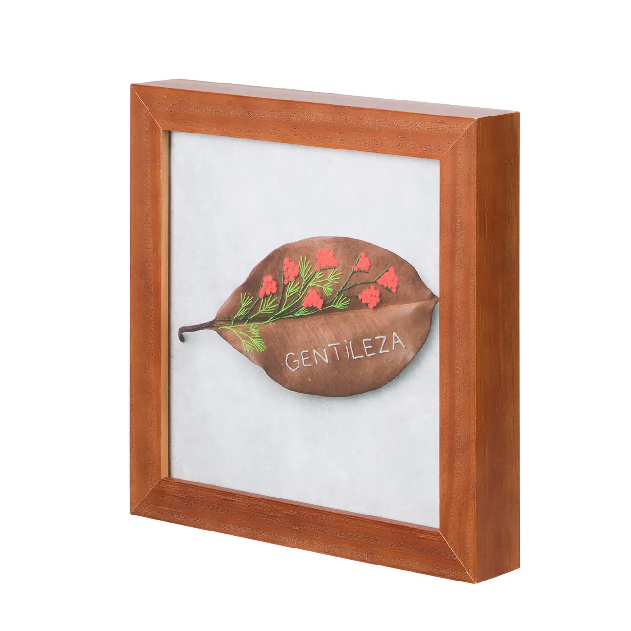 QUADRO 20 CM X 20 CM FOLHA GENTILEZA - NOZES/MULTICOR - Foto 2