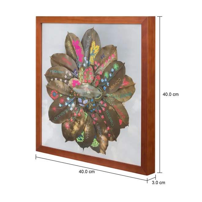 QUADRO 40 CM X 40 CM FOLHA MANDALA - NOZES/MULTICOR - Foto 3