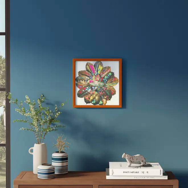 QUADRO 40 CM X 40 CM FOLHA MANDALA - NOZES/MULTICOR - Foto 4