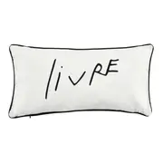 ALMOFADA AMOR LIVRE 60 CM X 30 CM MANUSCRITO - OFF WHITE/PRETO - Foto 2