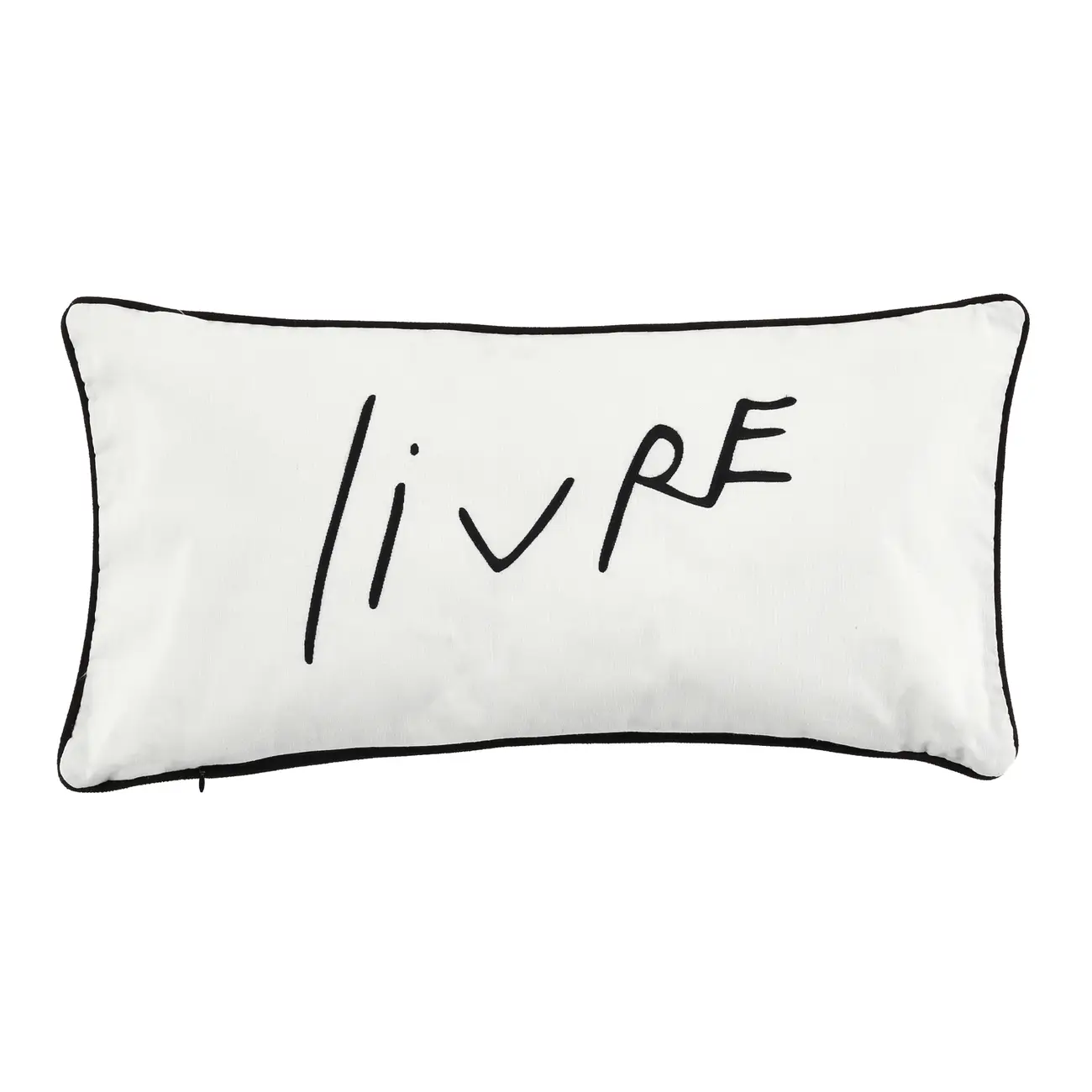 ALMOFADA AMOR LIVRE 60 CM X 30 CM MANUSCRITO - OFF WHITE/PRETO - Foto 2