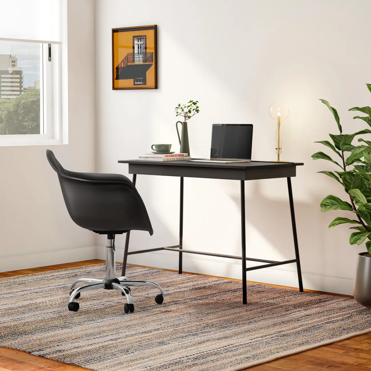 CADEIRA HOME OFFICE COM BRAÇOS EASY - CROMADO/PRETO - Foto 10