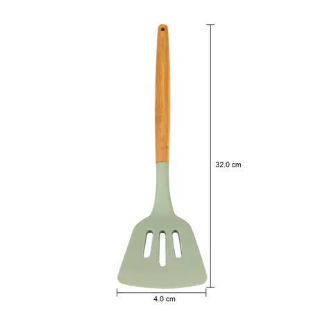 Imagem com medidas do produto ESPÁTULA VAZADA 32 CM SILIBOO