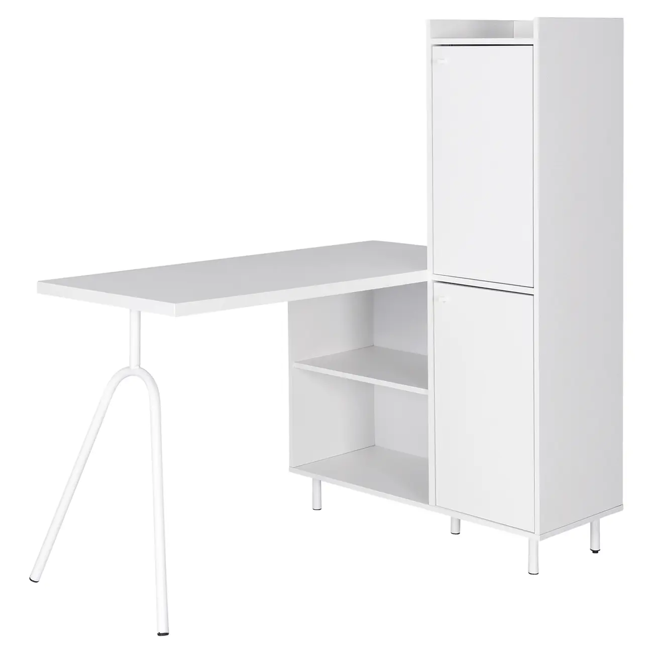 MESA COM ARMÁRIO 2 PORTAS 1,20 M X 90 CM COLAB - BRANCO/BRANCO - Foto 1