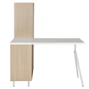 MESA COM ARMÁRIO 2 PORTAS 1,20 M X 90 CM COLAB - BRANCO/NEW OAK - Foto 2