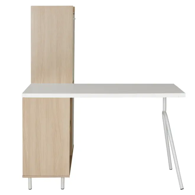 MESA COM ARMÁRIO 2 PORTAS 1,20 M X 90 CM COLAB - BRANCO/NEW OAK - Foto 2