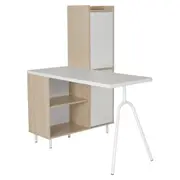 MESA COM ARMÁRIO 2 PORTAS 1,20 M X 90 CM COLAB - BRANCO/NEW OAK - Foto 3