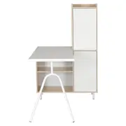 MESA COM ARMÁRIO 2 PORTAS 1,20 M X 90 CM COLAB - BRANCO/NEW OAK - Foto 4
