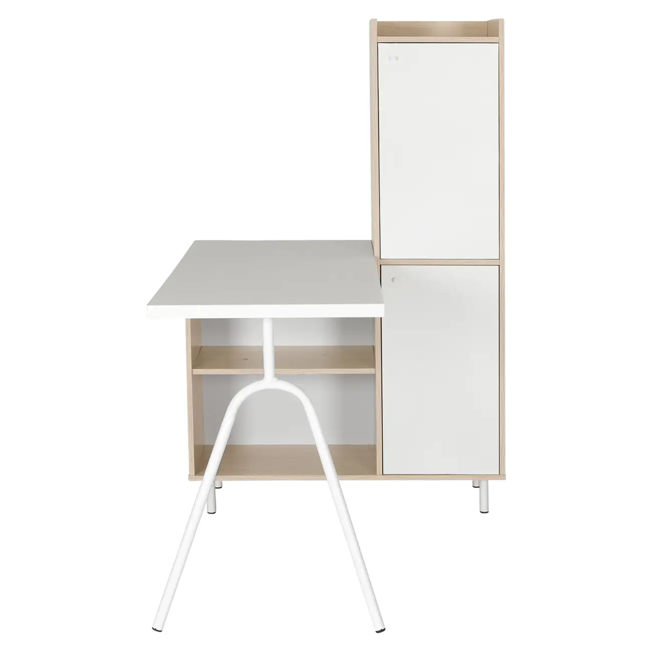 MESA COM ARMÁRIO 2 PORTAS 1,20 M X 90 CM COLAB - BRANCO/NEW OAK - Foto 4