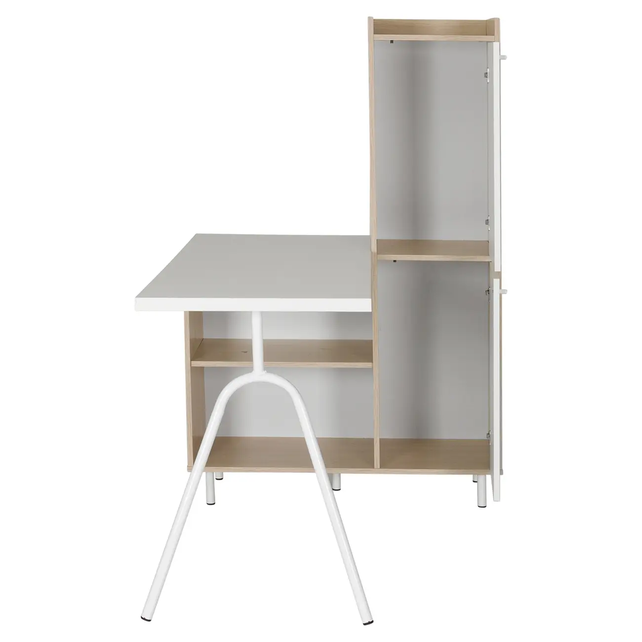 MESA COM ARMÁRIO 2 PORTAS 1,20 M X 90 CM COLAB - BRANCO/NEW OAK - Foto 5