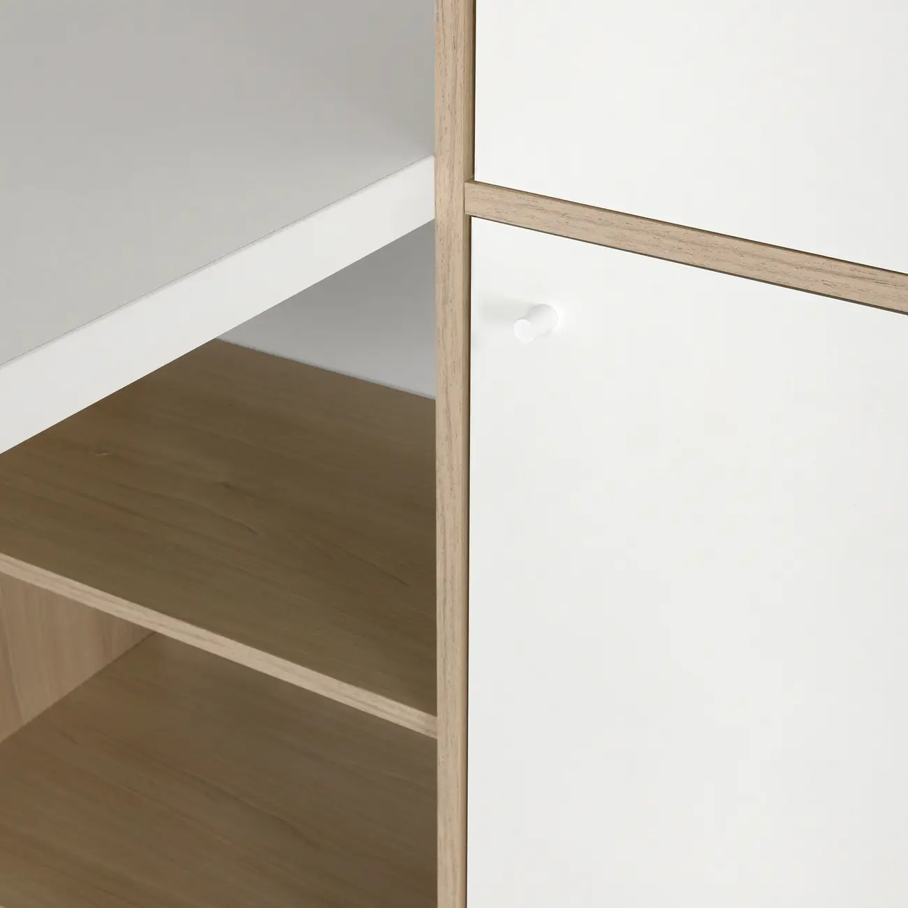 MESA COM ARMÁRIO 2 PORTAS 1,20 M X 90 CM COLAB - BRANCO/NEW OAK - Foto 8