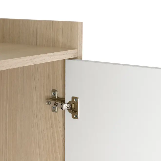 MESA COM ARMÁRIO 2 PORTAS 1,20 M X 90 CM COLAB - BRANCO/NEW OAK - Foto 11