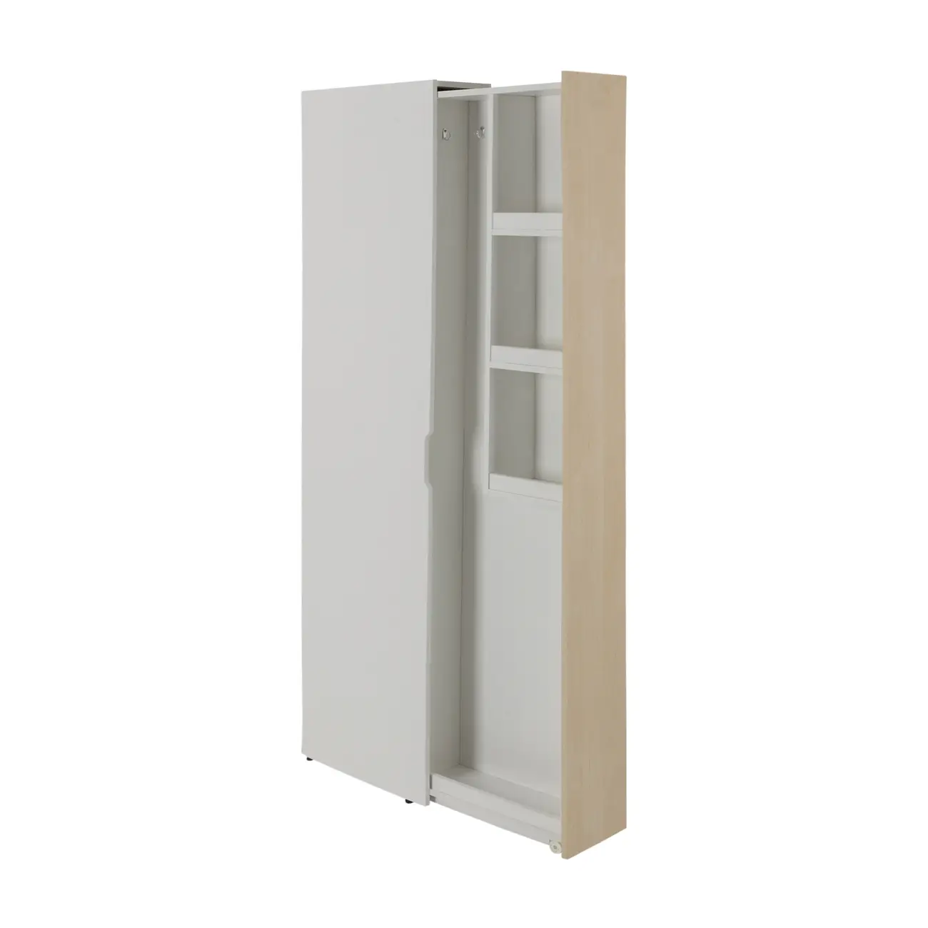 ARMÁRIO ESTREITO PARA VASSOURAS ZOE - BRANCO/NATURAL WASHED - Foto 2