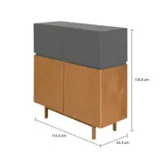 BUFFET 4 PORTAS 1,14 M X 43 CM HORIZON - TAUARI/KONKRET - Foto 11