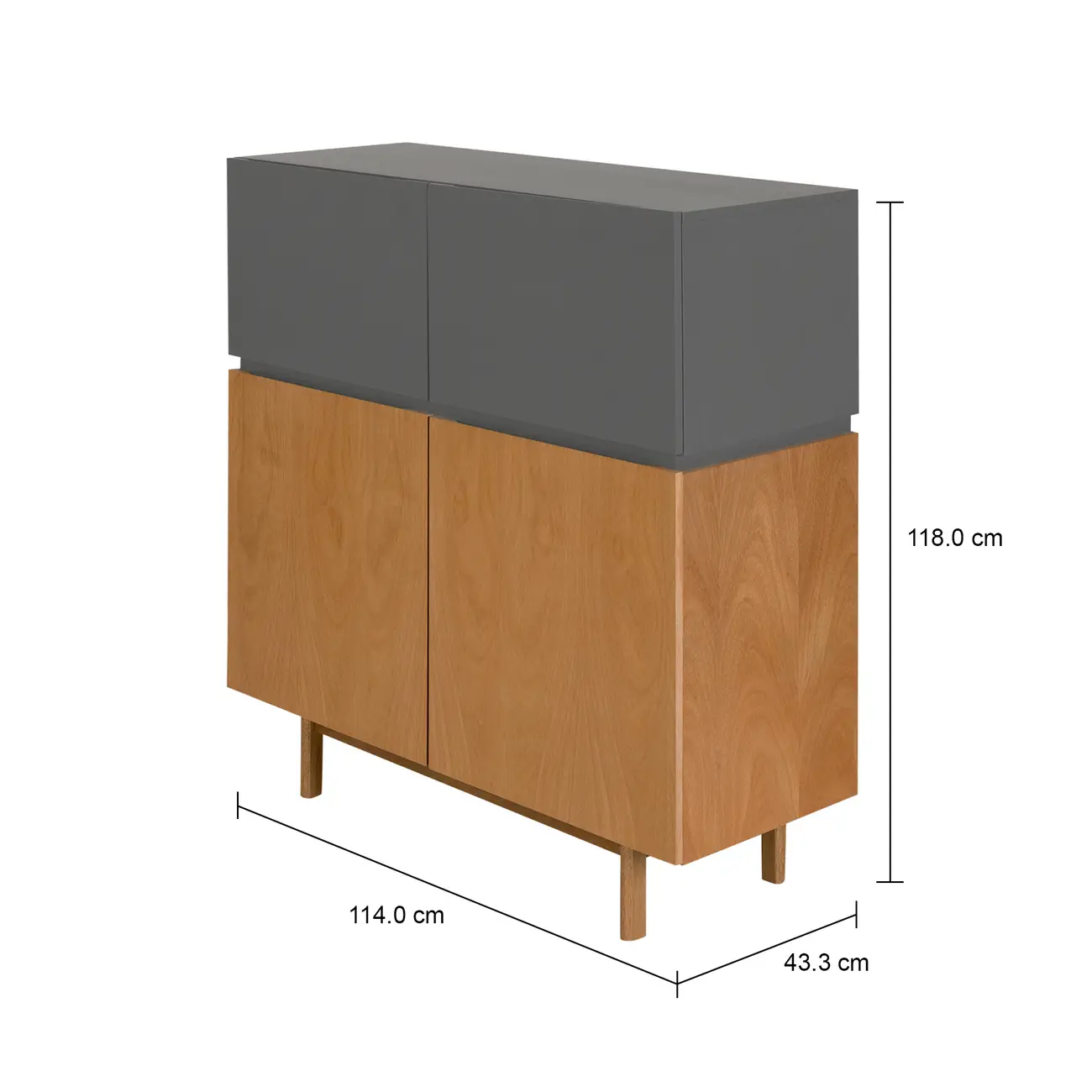 BUFFET 4 PORTAS 1,14 M X 43 CM HORIZON - TAUARI/KONKRET - Foto 11