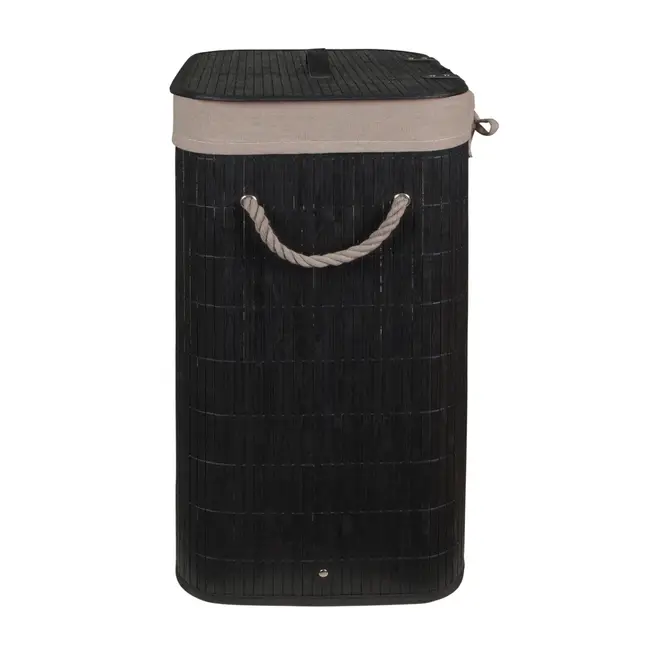 CESTO PARA ROUPA 60 CM X 40 CM X 30 CM KABUKI - PRETO/CAMELO - Foto 4