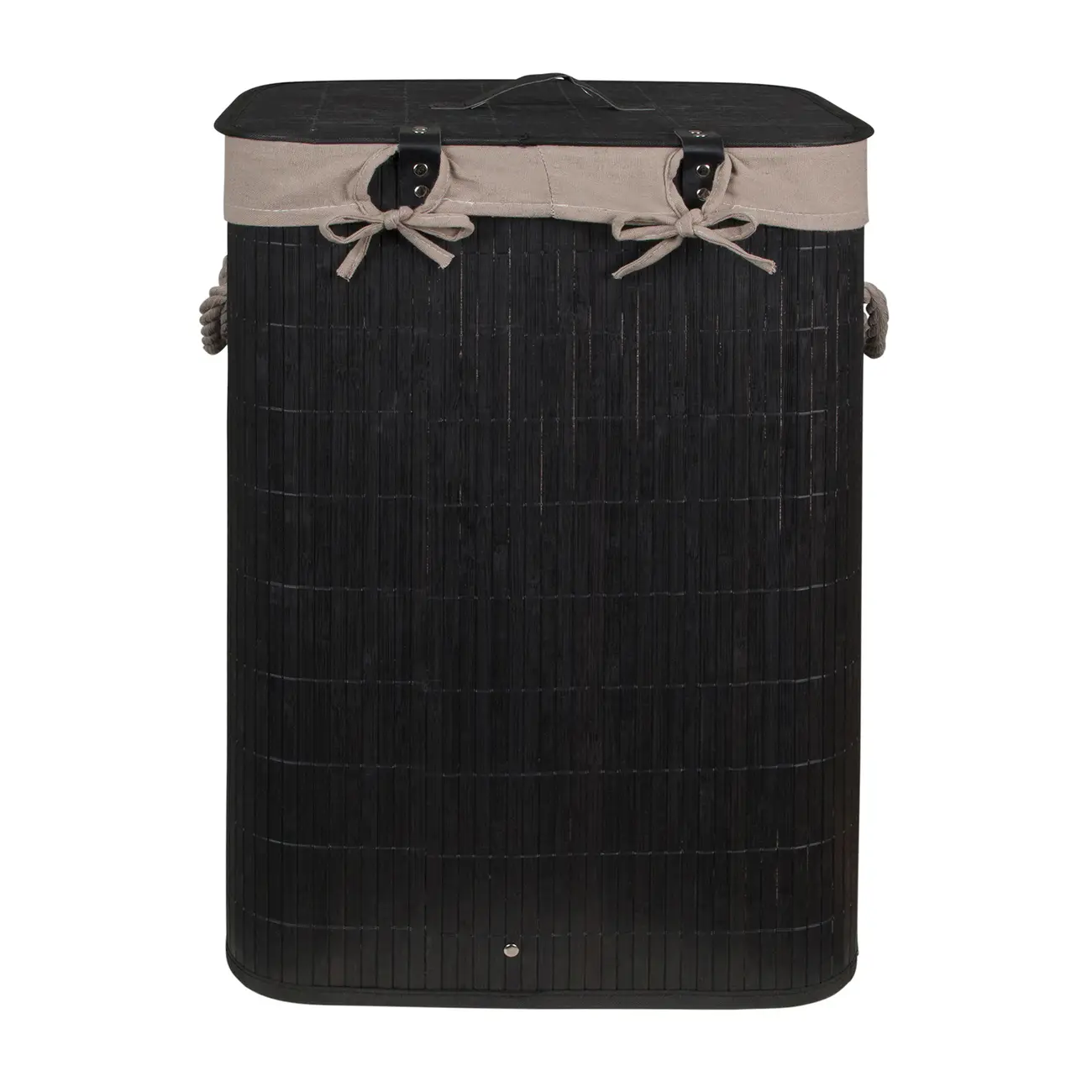 CESTO PARA ROUPA 60 CM X 40 CM X 30 CM KABUKI - PRETO/CAMELO - Foto 5