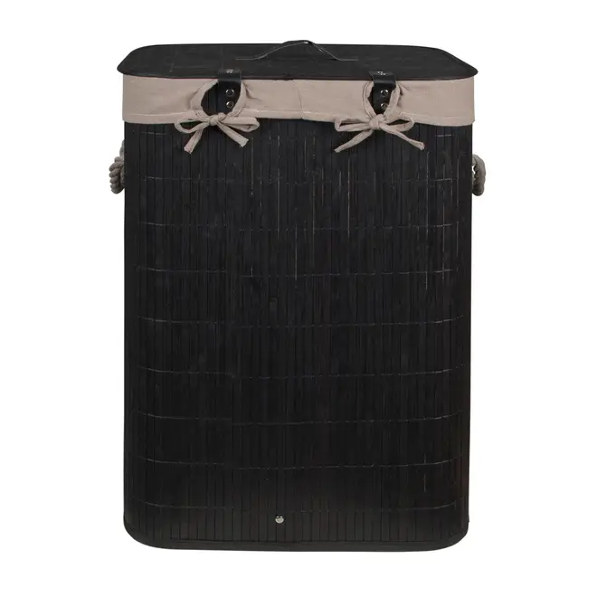 CESTO PARA ROUPA 60 CM X 40 CM X 30 CM KABUKI - PRETO/CAMELO - Foto 5