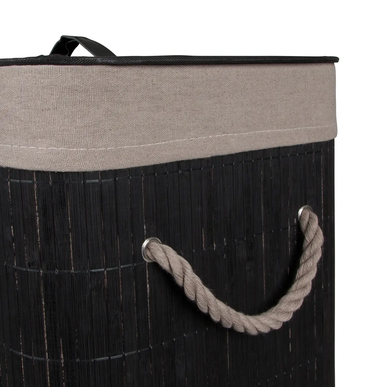 CESTO PARA ROUPA 60 CM X 40 CM X 30 CM KABUKI - PRETO/CAMELO - Foto 6