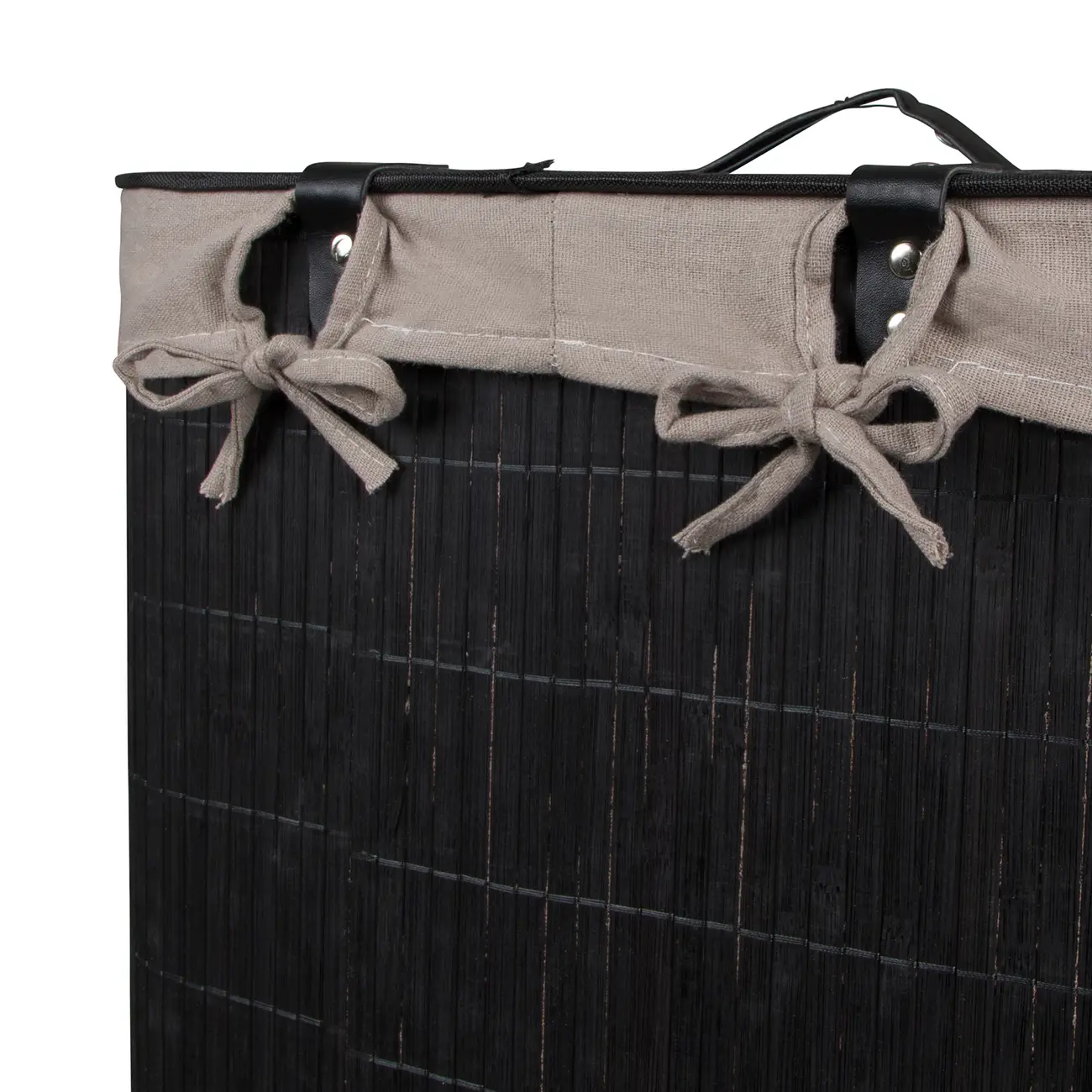 CESTO PARA ROUPA 60 CM X 40 CM X 30 CM KABUKI - PRETO/CAMELO - Foto 7