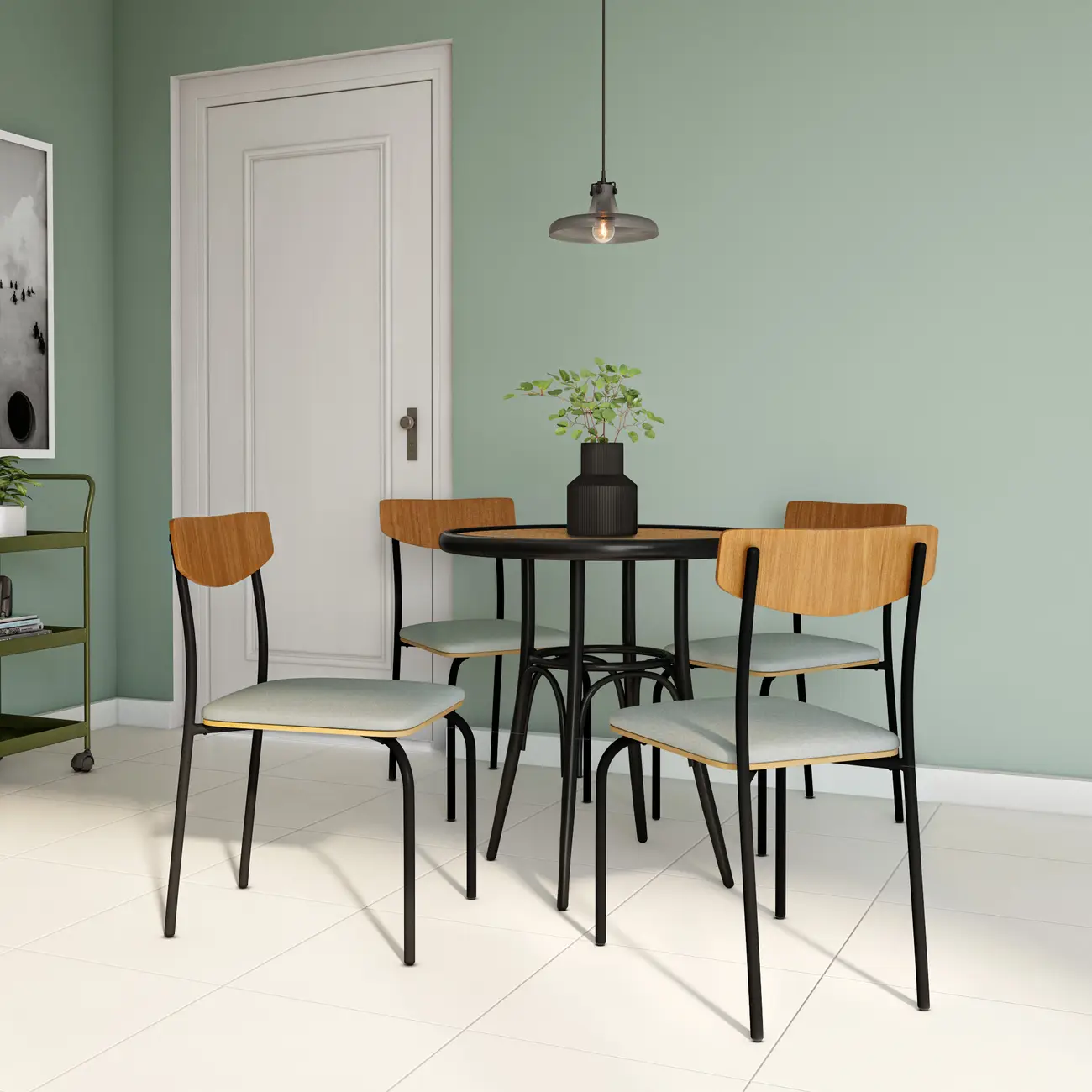 MESA REDONDA 70 CM VERLET - PRETO/BEGE - Foto 5