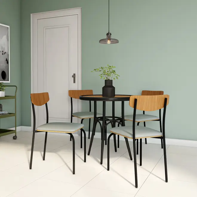 MESA REDONDA 70 CM VERLET - PRETO/BEGE - Foto 5