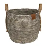 CESTO COM ALÇA 25 CM X 30 CM X 30 CM GUARIBE - FIBRA NATURAL/LATTE - Foto 1