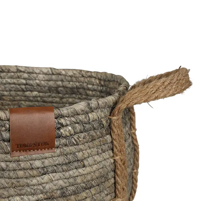 CESTO COM ALÇA 25 CM X 30 CM X 30 CM GUARIBE - FIBRA NATURAL/LATTE - Foto 5