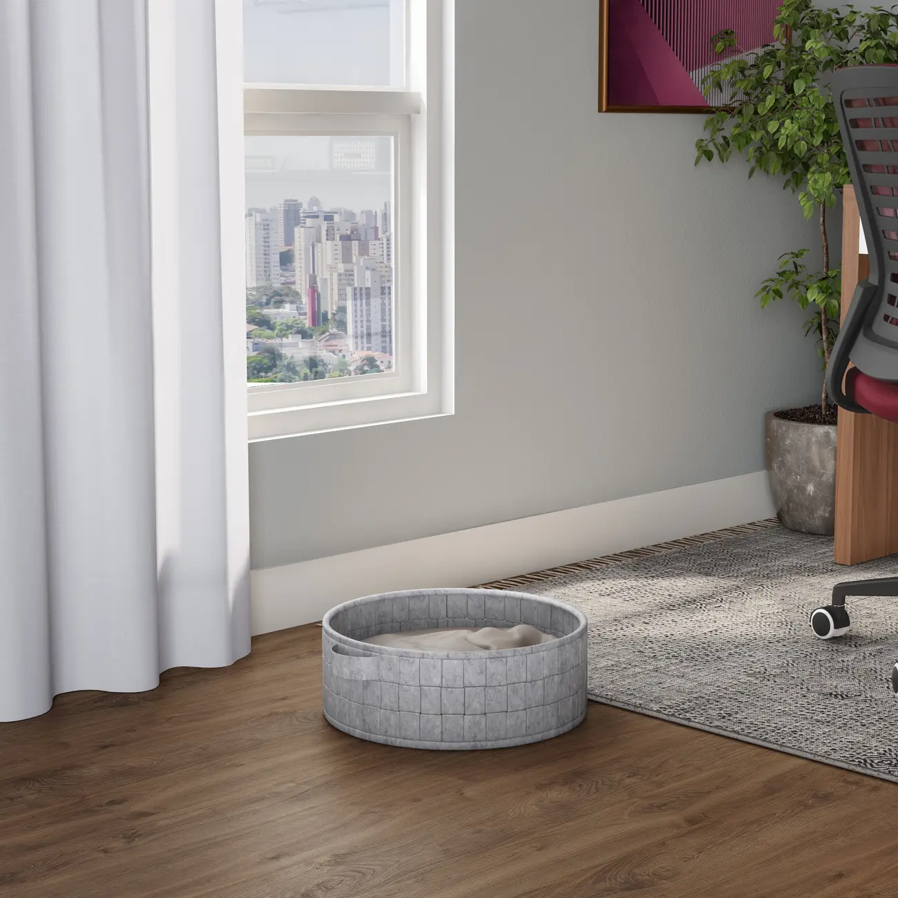 CAMA PARA PET REDONDA 45 CM LOBBY - CINZA - Foto 7