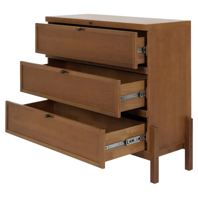 CÔMODA 3 GAVETAS 1,02 M X 42 CM PAMPA - NOZES/OURO VELHO - Foto 3