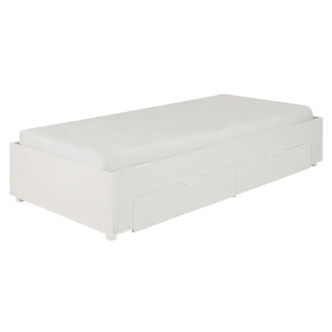 CAMA DE SOLTEIRO COM 2 GAVETAS 88 CM NORAH - BRANCO - Foto 1