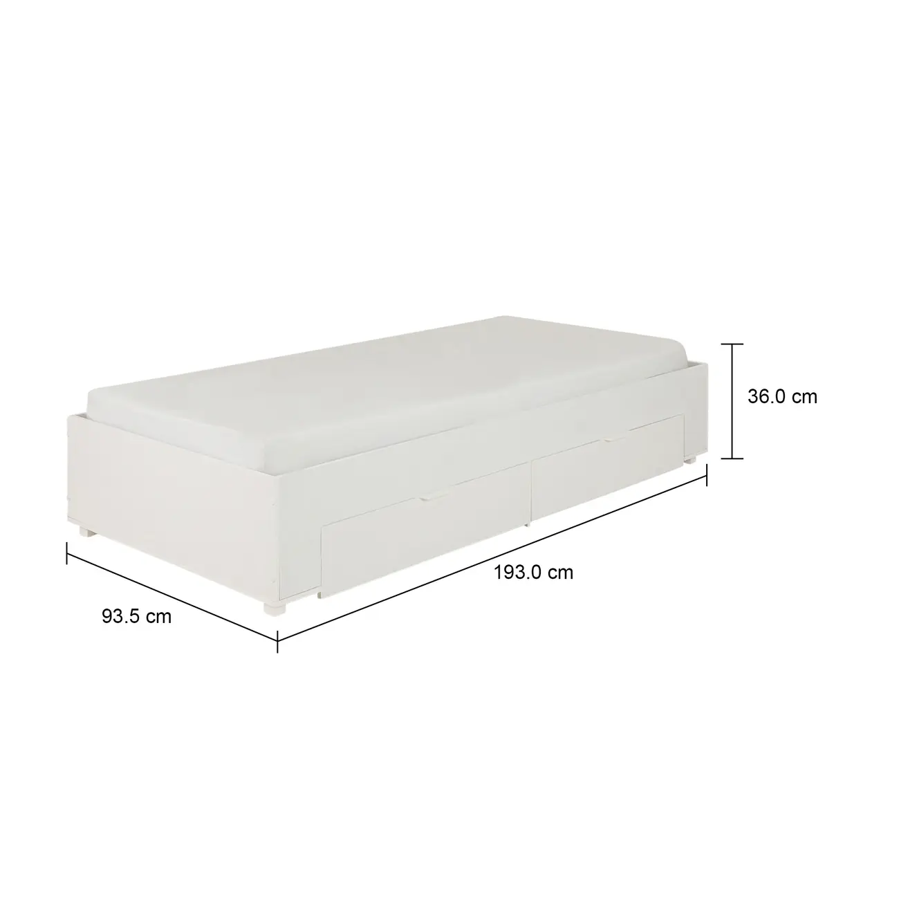 CAMA DE SOLTEIRO COM 2 GAVETAS 88 CM NORAH - BRANCO - Foto 10